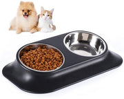 Set di secchielli per animali 2x400 ml, secchio per cibo con inclinazione 15°, secchio per animali, secchio per gatti, secchio per gatti, secchio con superficie antiscivolo in acciaio inossidabile, secchio per gatti, set di secchielli per gatti