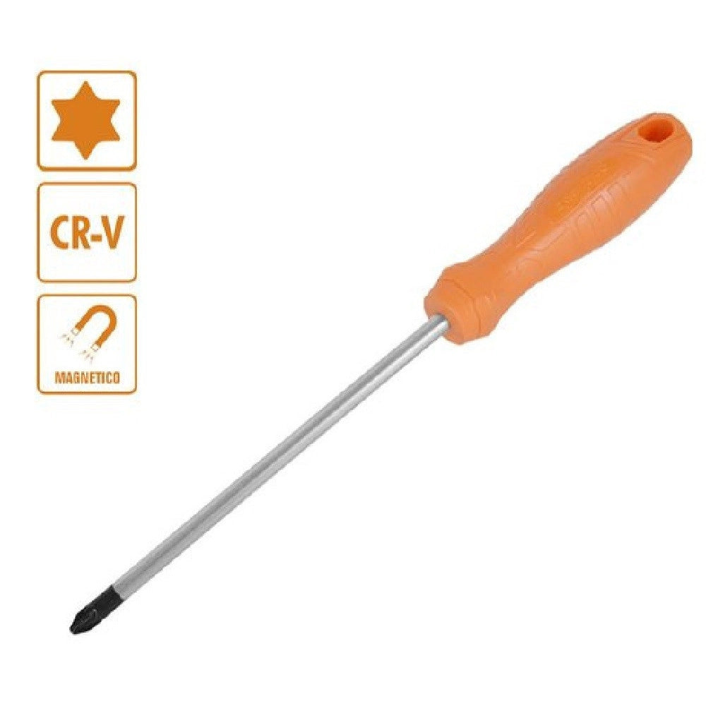 Trade Shop - Cacciavite Giravite 6x200mm Con Punta Magnetica A Stella In Acciaio Cr-v 97519 -