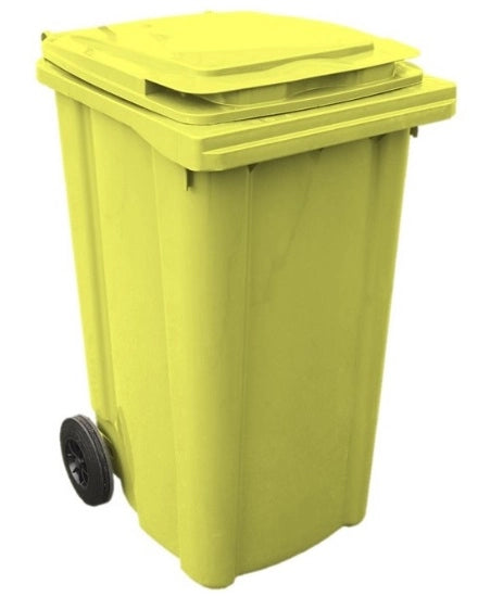 Bidone Pattumiera Immondizia con Ruote Giallo 240 Litri
