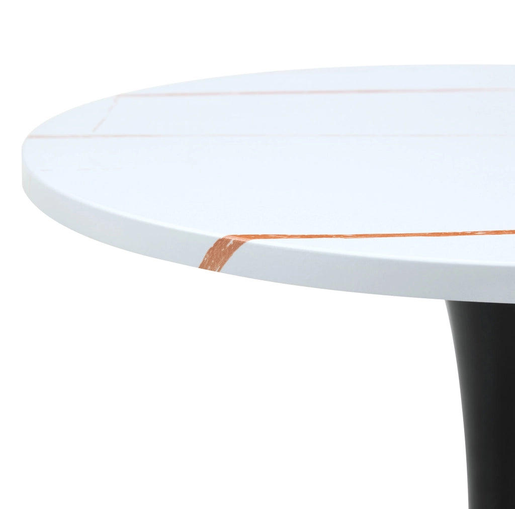 Tavolino rotondo 60 cm stile Mid-Century in MDF e metallo; bianco e nero