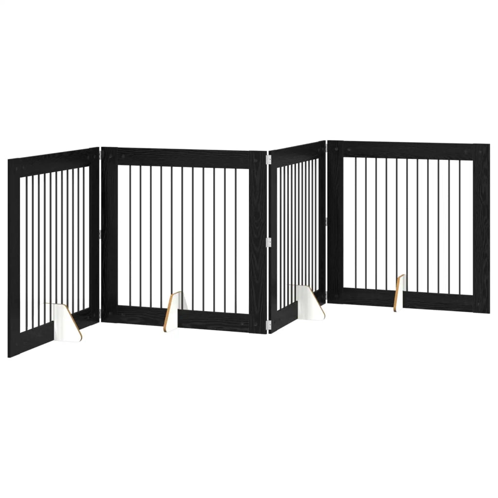Cancello per cani con supporti 4 pz Rovere Nero 100 x 100 cm CFW8632380