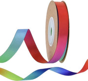 Lana Satin a Doppia Faccia Arcobaleno - 10 Yard - 1 cm Largo - Poliestere - Confezione Regalo - Progetti di Ricamo - Utilizzo Sostenibile - Lana per Regali