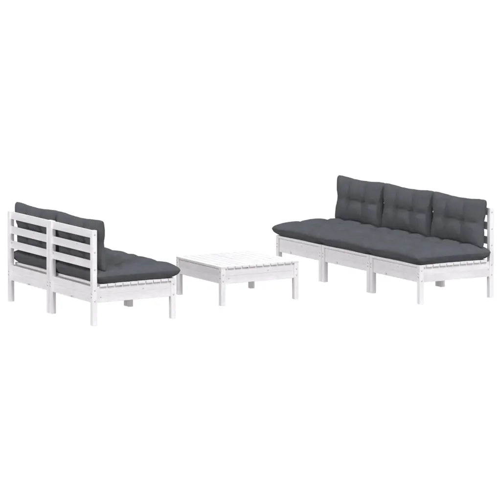 Set Divani da Giardino 6 pz con Cuscini Antracite Legno di Pino cod mxl 44377
