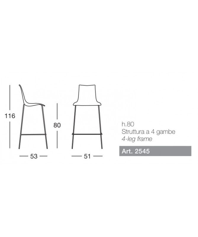 SGABELLI ZEBRA SET DA 2 ANTISHOCK H 80 in POLICARBONATO e in ACCIAIO CROMATO SCAB DESIGN - Bianco 310