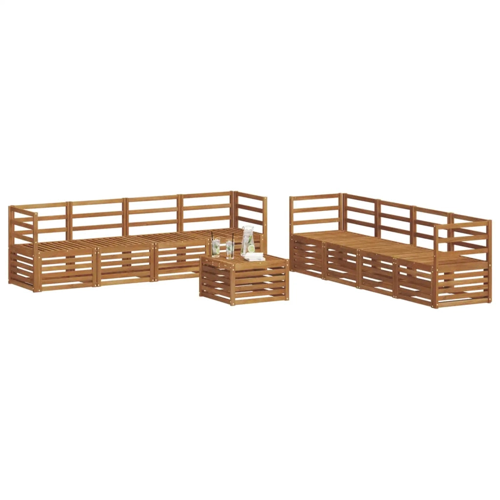 Set divani 9 pcs Naturale Legno di Acacia Massello