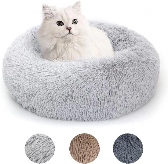 Cuscino per cani - Culla rotonda per gatti e piccoli cani - Cuscino lavabile per cani - Grigio chiaro - Ø 50 cm