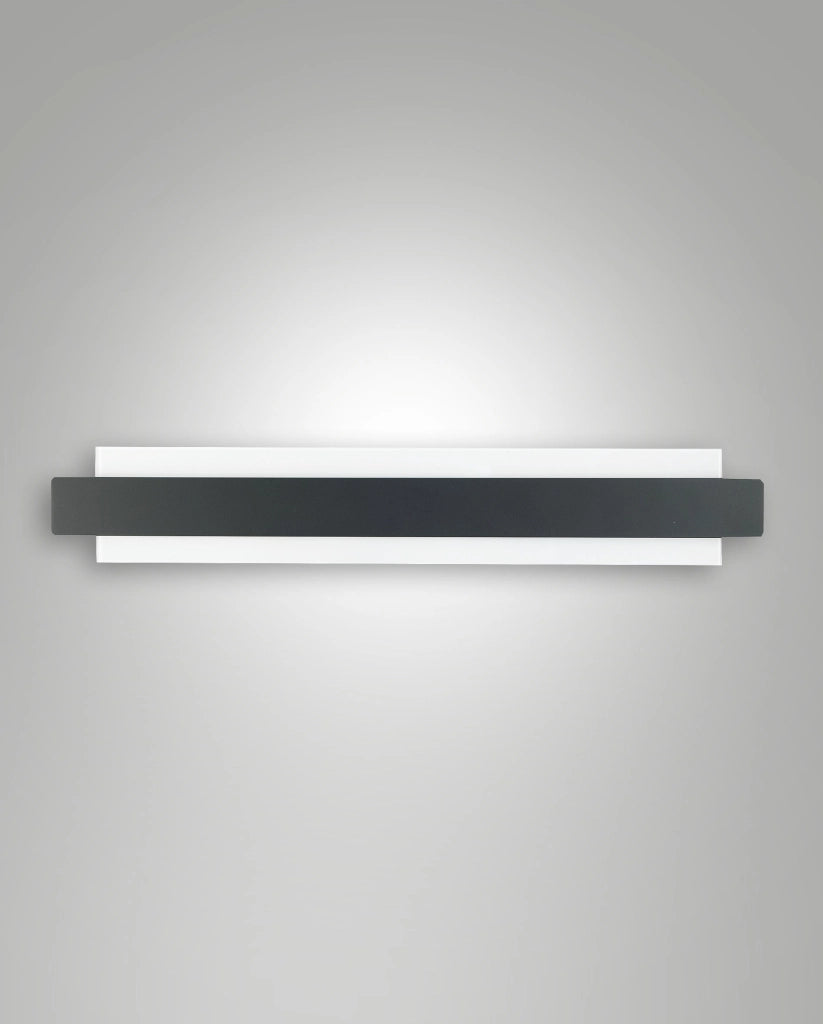 Regolo Lampada da Parete LED Integrato 21W 2150lm 3000K Metallo e Vetro Colore Nero Design Moderno Dimmerabile a Taglio di Fase IP20 Classe 1