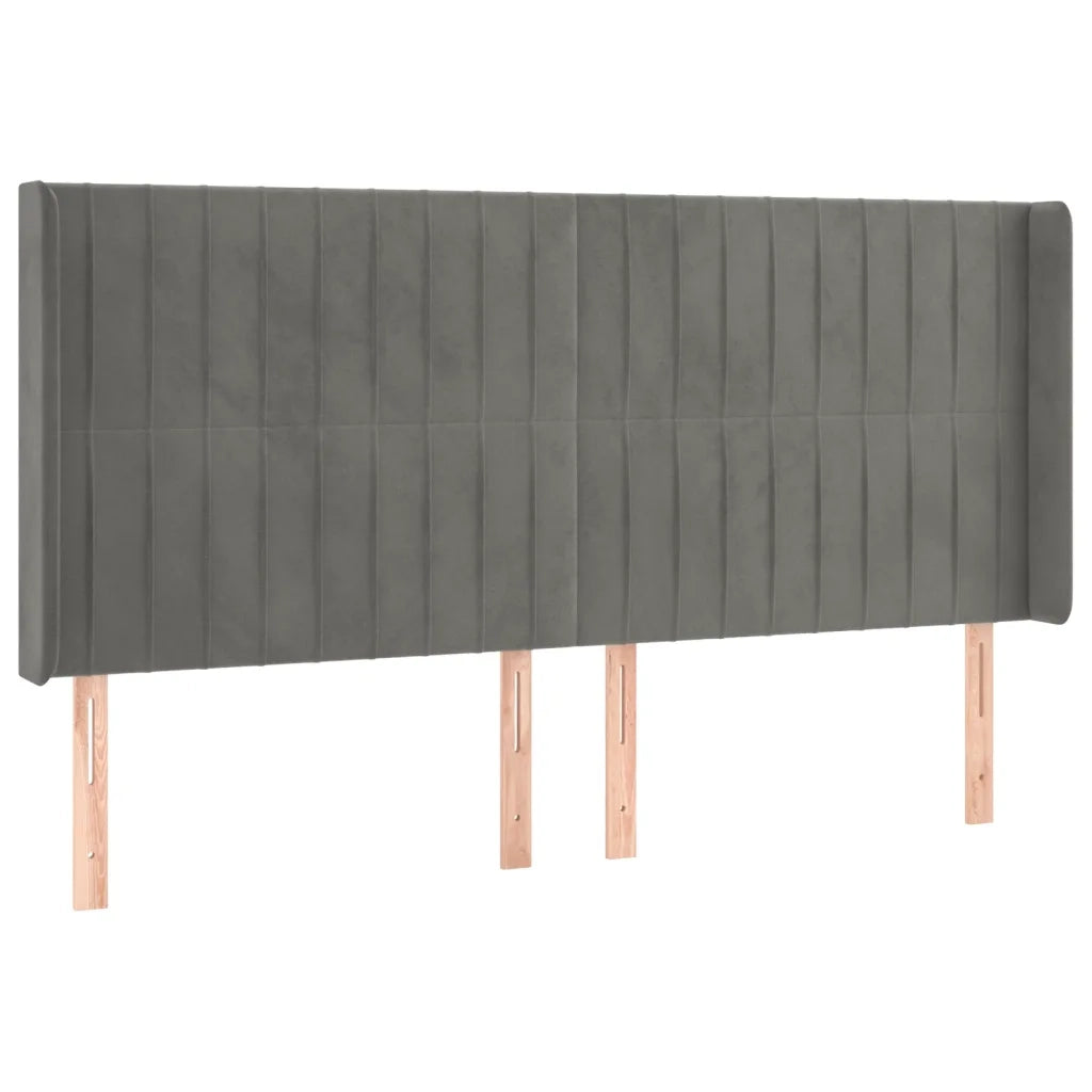 Testiera a LED Grigio Chiaro 163x16x118/128 cm in Velluto 3124340