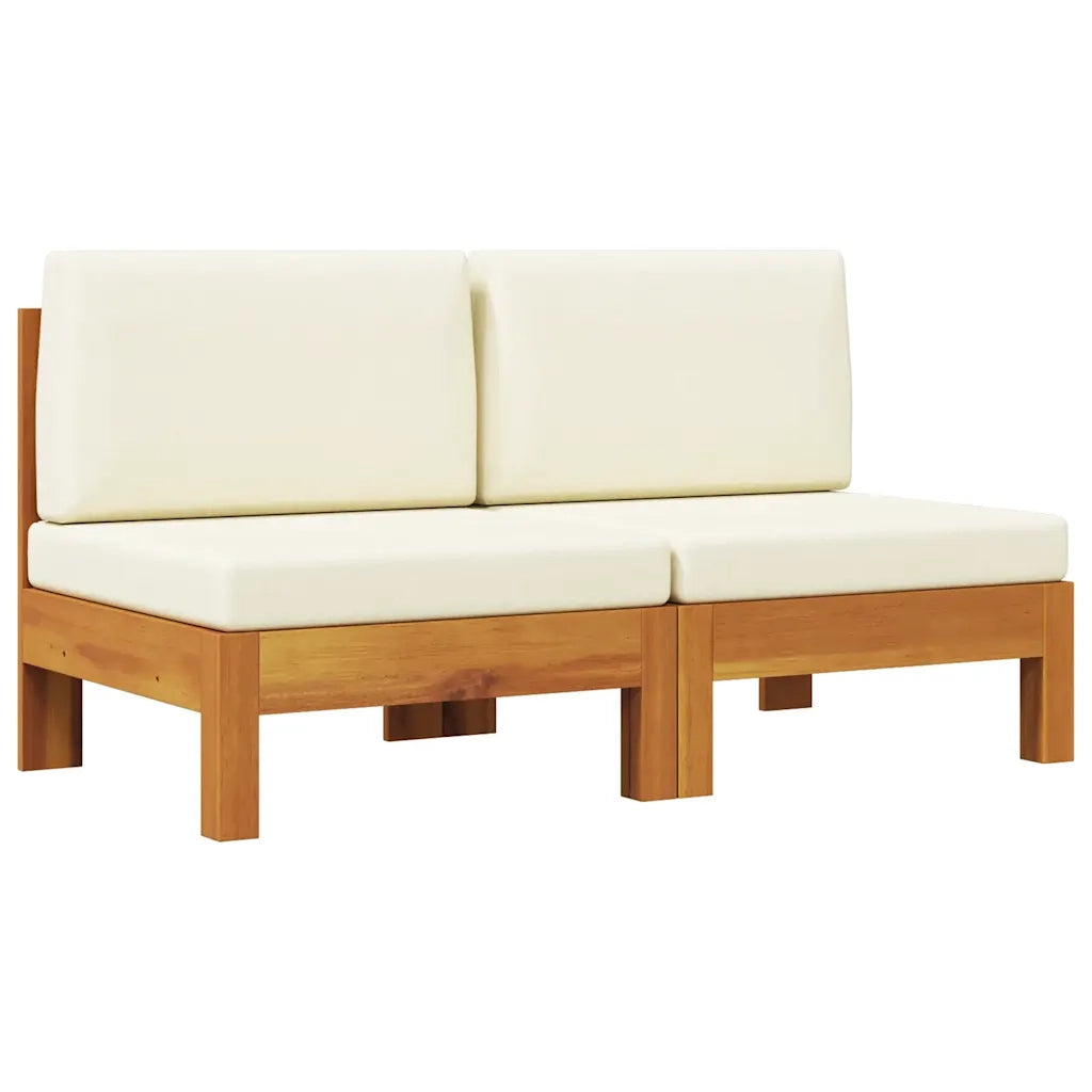 Divani Centrali 2 pz con Cuscini Bianco Crema Massello Acacia  cod mxl 63828