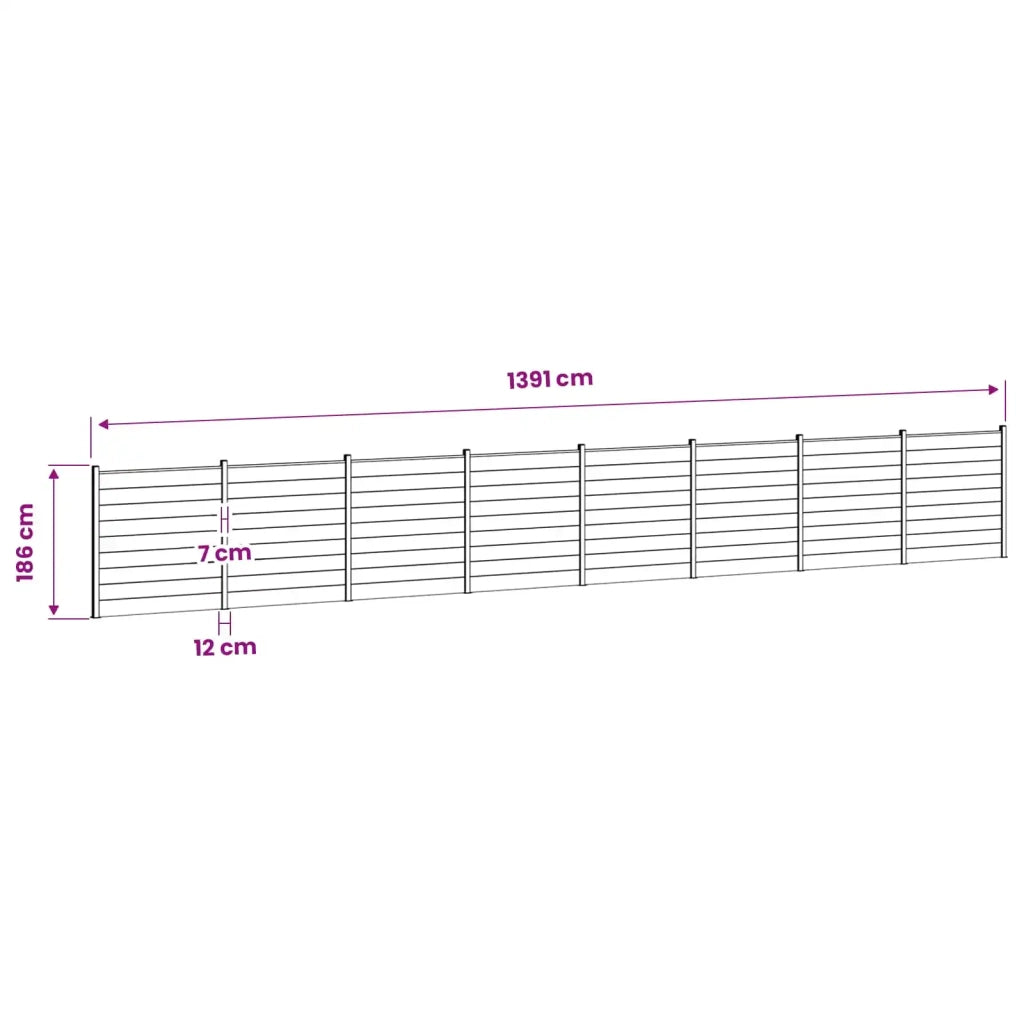 Set di Recinzione 1391 x 186 cm WPC e Alluminio Grigio 3429400