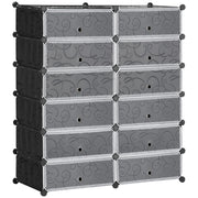 EasyComfort Mobile Scarpiera Modulare Salvaspazio, 12 Cubi 45x35x16 cm in Acciaio e PP, Nero e Bianco