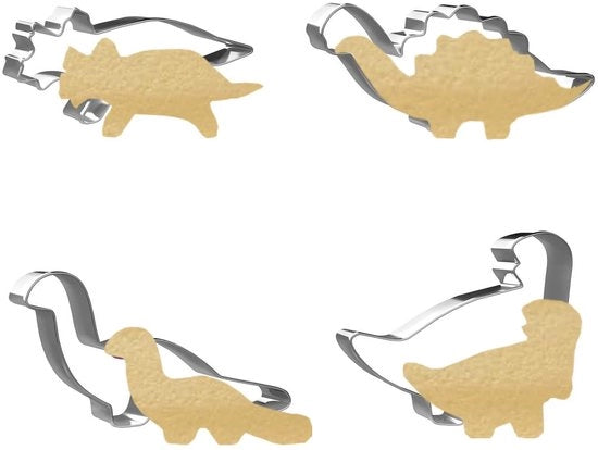 Dinosauri biscottini in forma di stampo in acciaio inossidabile per decorazione di feste per bambini (4 pezzi)