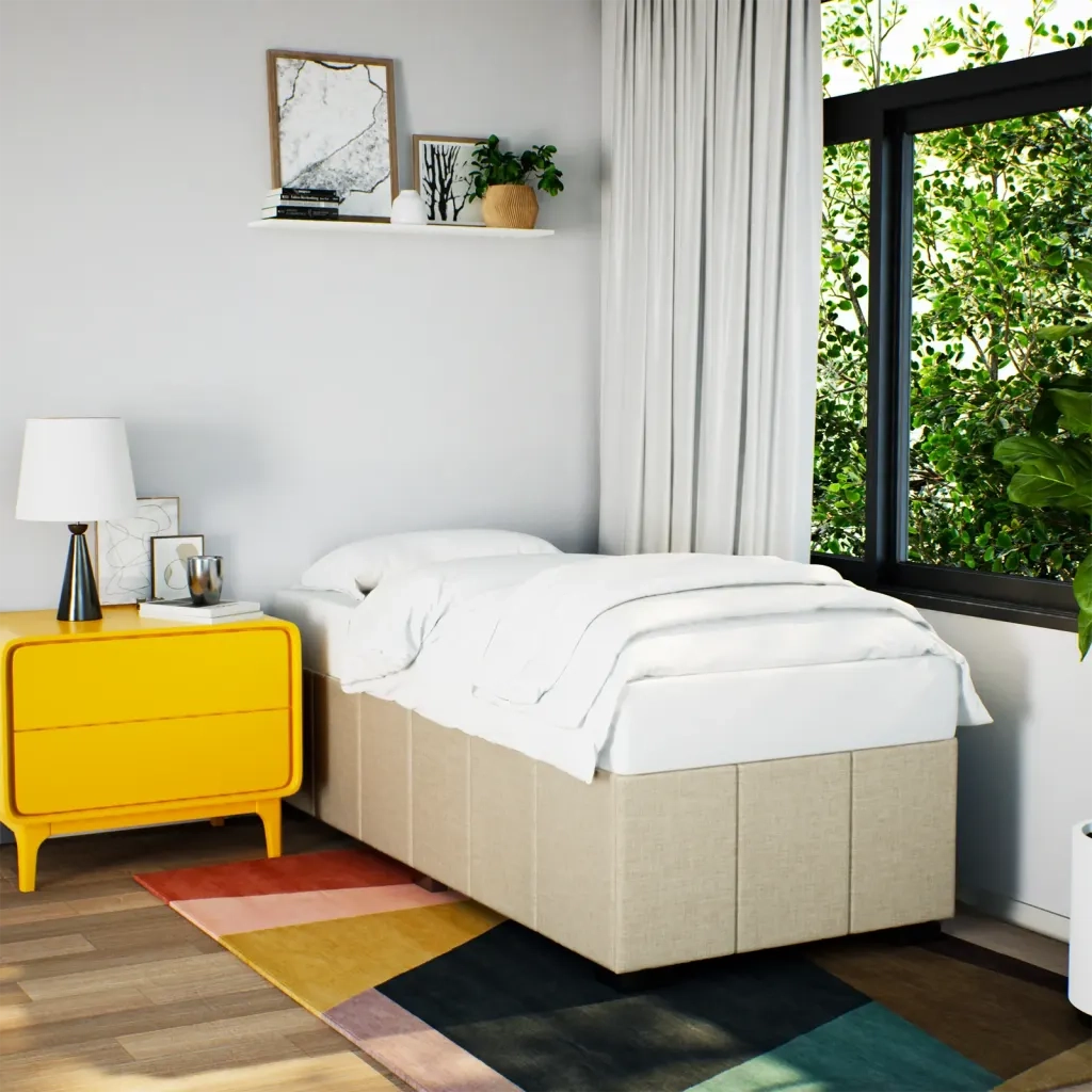 vidaXL Giroletto senza Materasso Crema 90x190 cm in Tessuto