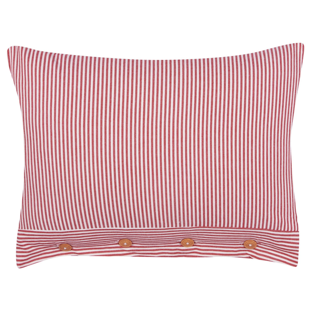 Cuscino decorativo in cotone rosso e bianco 40 x 60 cm con motivo a righe e bottoni Accessori decorativi retrò Camera da letto Soggiorno