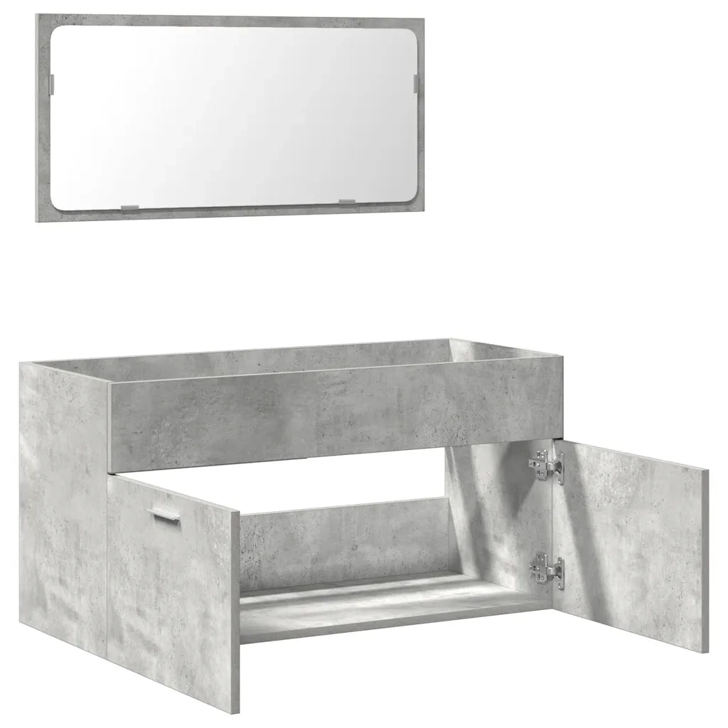 Mobile da Bagno con Specchio-Armadietto a Specchio da Bagno Grigio Cemento Legno Multistrato 592673