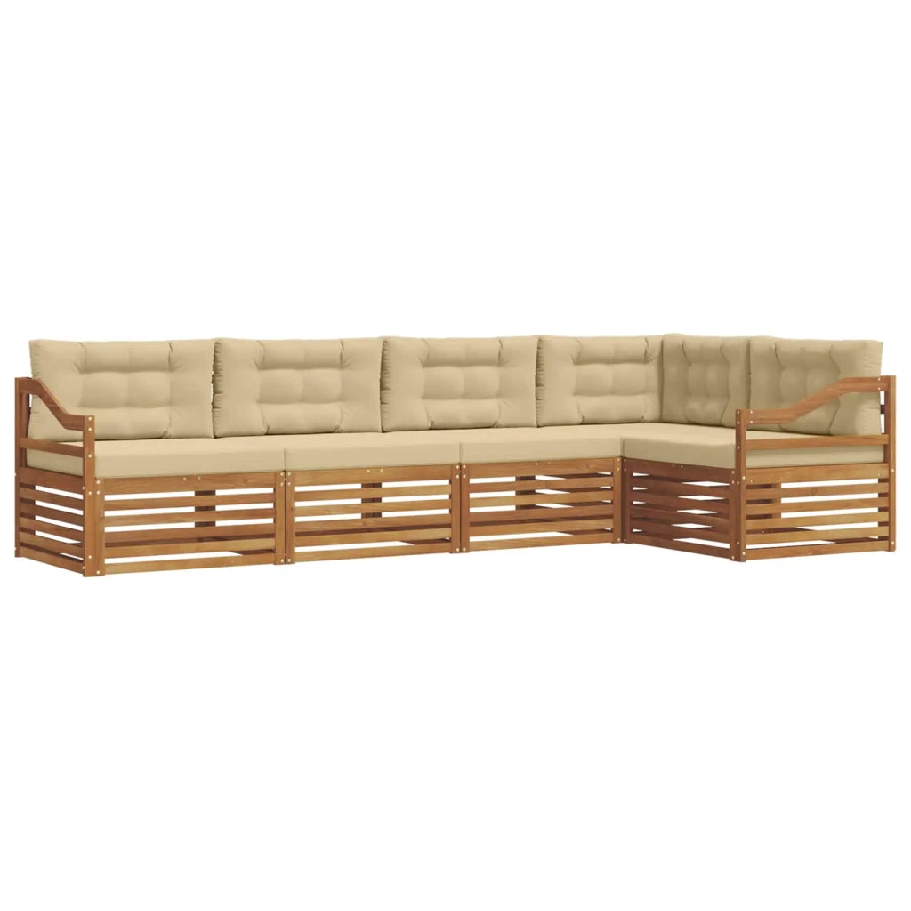 Set di divani da esterno con cuscino 5 pcs Naturale e Beige 3373478
