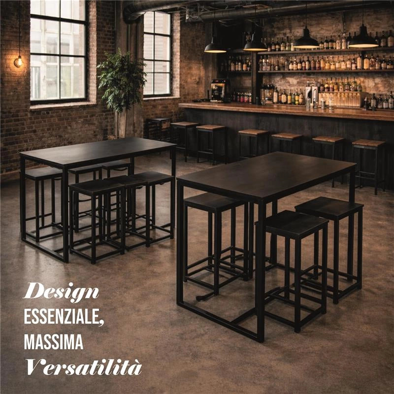 SET TAVOLO CON 4 SGABELI IN LEGNO100X60X87 CM NERO