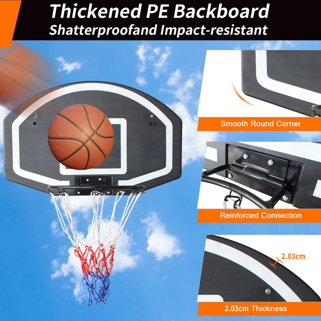 CANESTRO DA BASKET DA PARETE 72,39x45,72 cm NERO