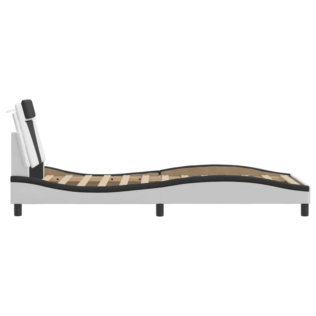 Giroletto Viana con LED senza Materasso-Struttura Letto Bianco e Nero 90x190 cm