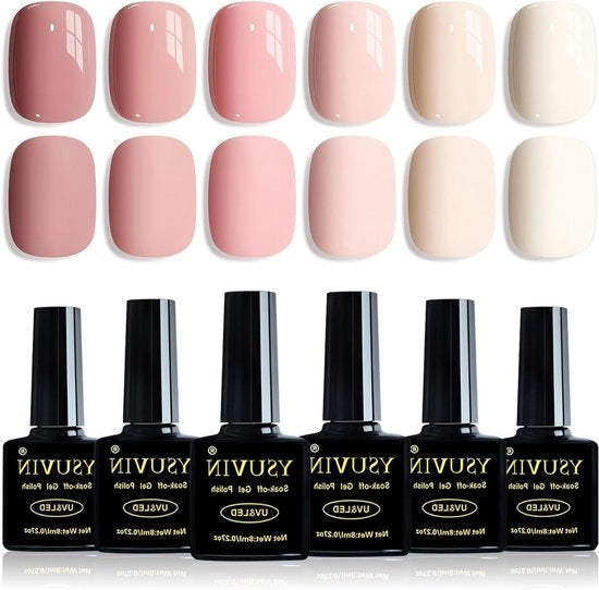 Set di Vernice per Unghie a UV - 6 Colori, Soak-Off, per Donne Inizianti Fai-da-te Arte delle Unghie Manicure Salon - Durable 8ML