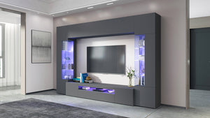 Parete Attrezzata Soggiorno 200x40x35 cm Egypt Grigio Antracite Opaco