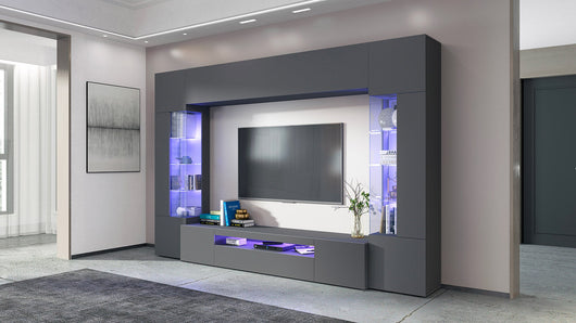 Parete Attrezzata Soggiorno 200x40x35 cm Egypt Grigio Antracite Opaco