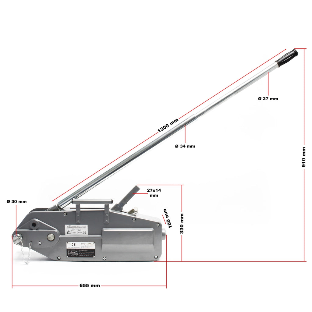Paranco a fune max 3200kg fune 20m Ø16mm per sollevamento spostamento carichi