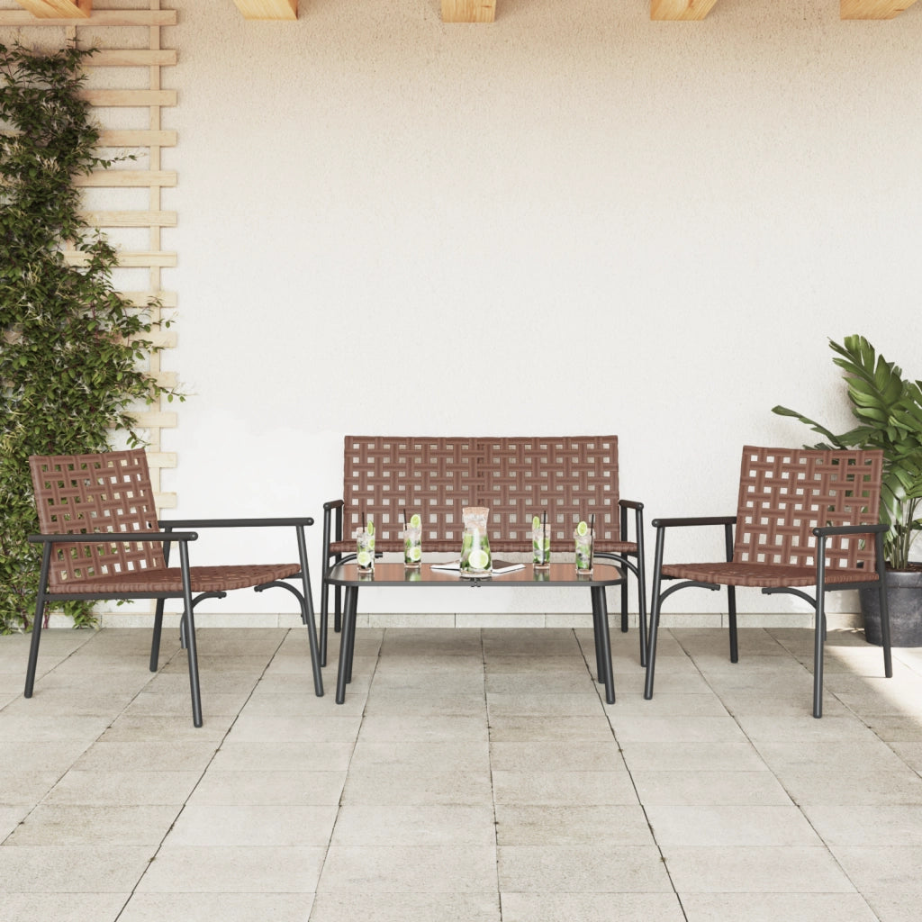 Set da CaffÃ¨ da Esterno in Rattan e Acciaio 4 Pezzi Marrone