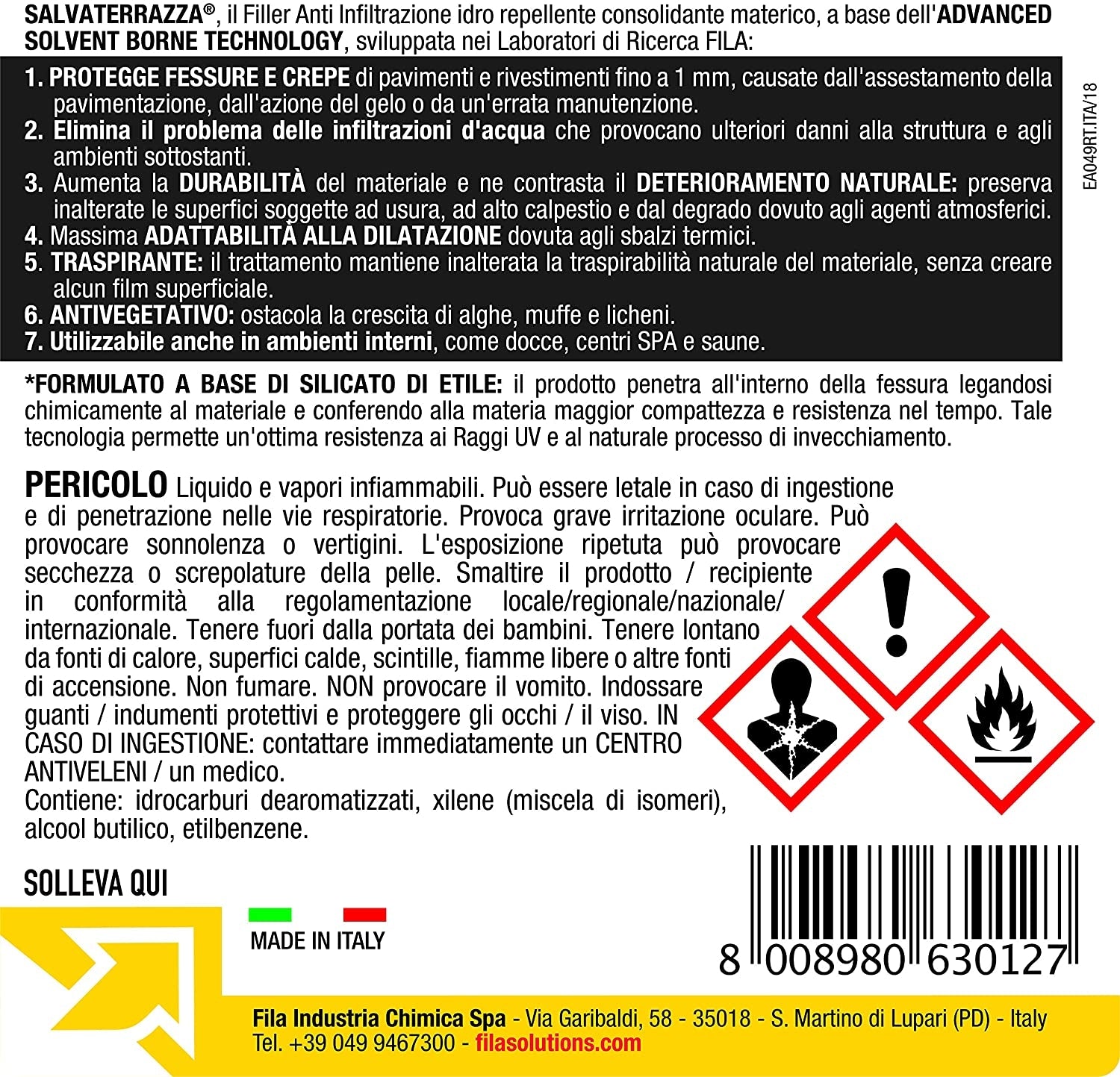 Idrorepellente per terrazze Salvaterrazza FILA antiinfiltrazione 1lt