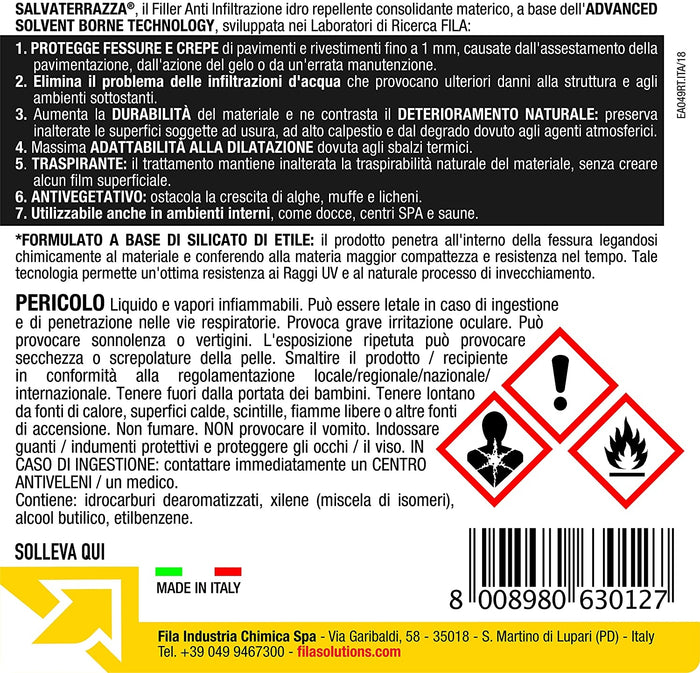 Idrorepellente per terrazze Salvaterrazza FILA antiinfiltrazione 1lt