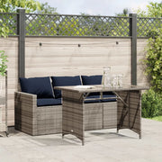 Set da Pranzo da Giardino 2 pz con Cuscini in Polyrattan Grigio 366335