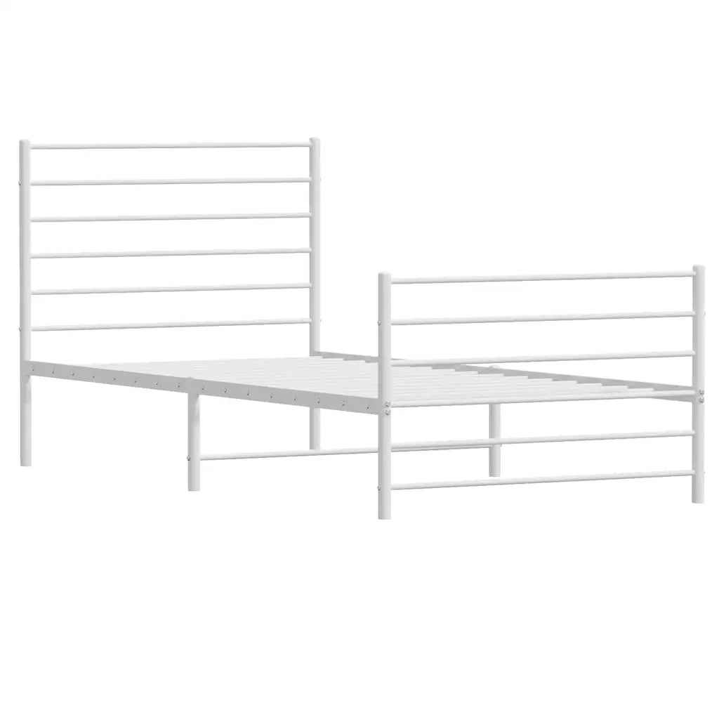 Giroletto con Testiera e Pediera-Struttura Letto Metallo Bianco 90x190 cm 545097