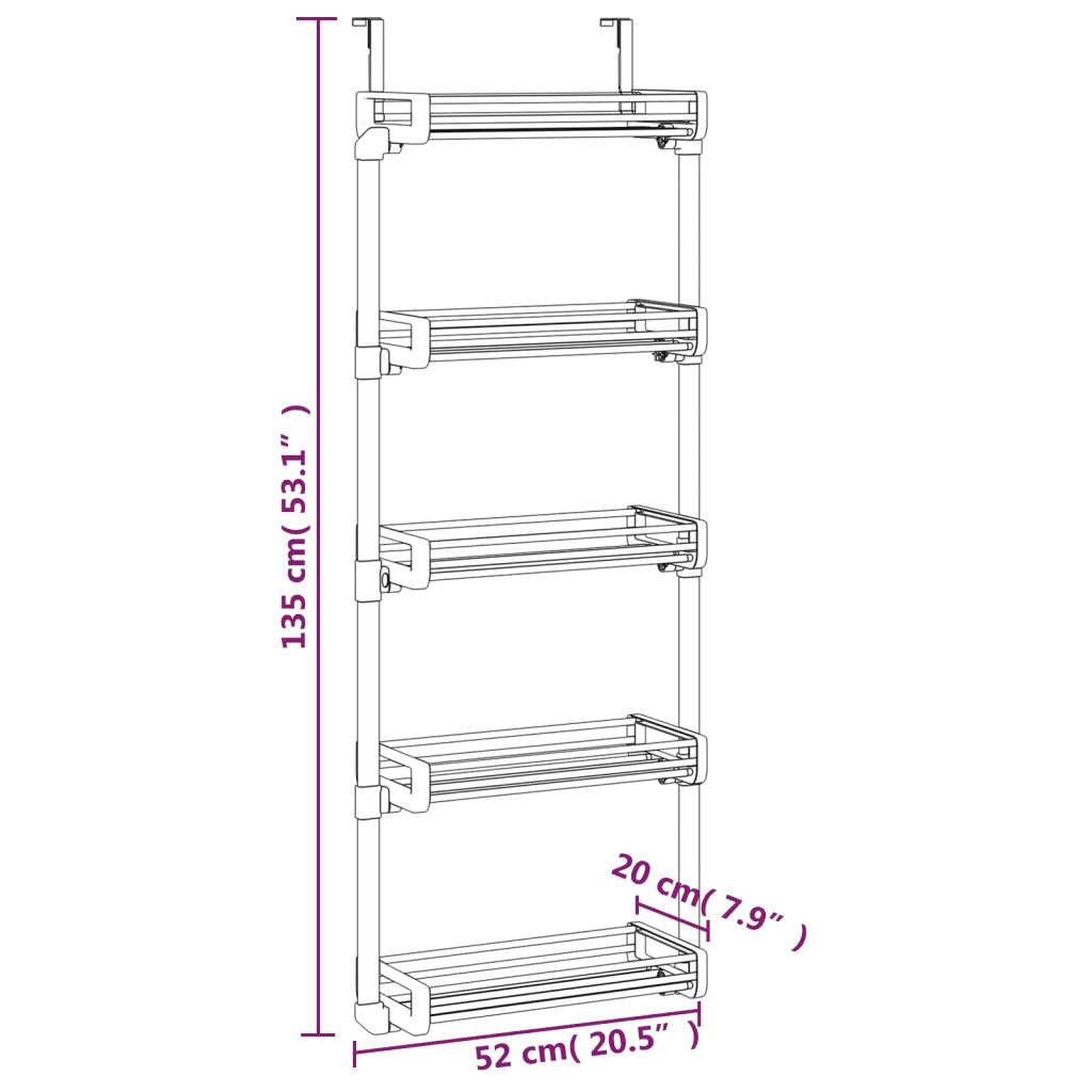 Organizzatore per Porta con 5 Ripiani 52x20x135 cm in Alluminio CFW9038936