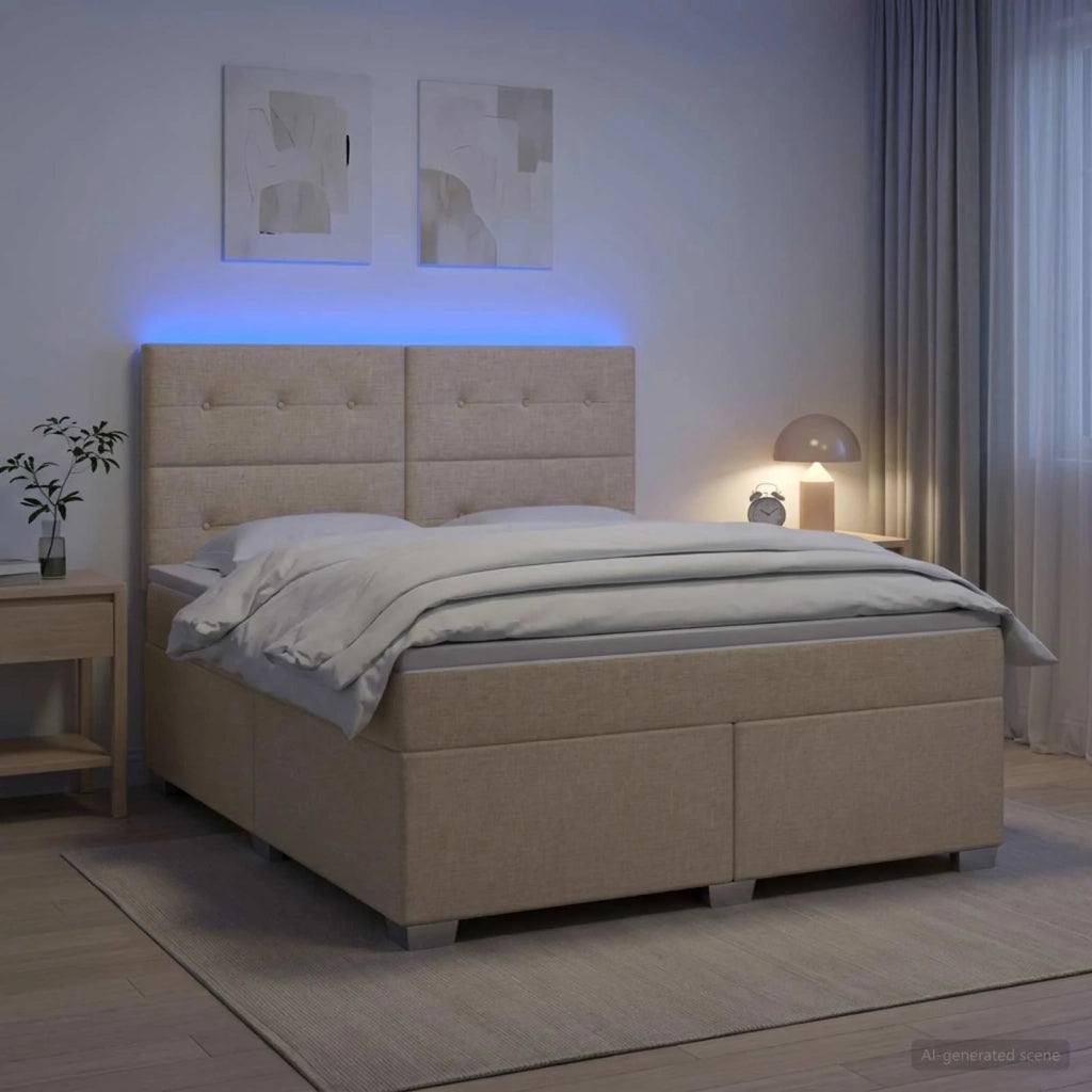 Letto box spring con materasso Crema 180 x 200 cm Tessuto 3454934