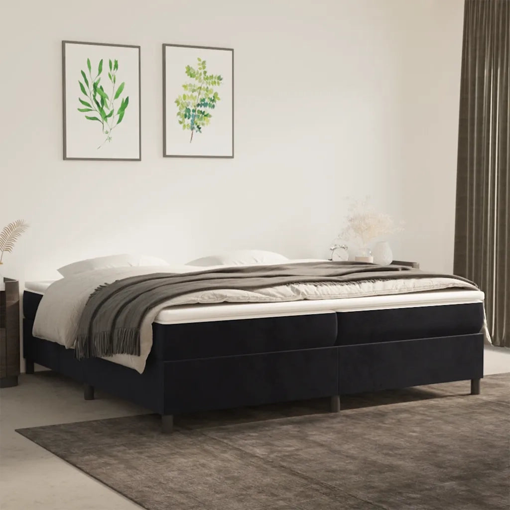 Giroletto a Molle con Materasso Nero 200x200 cm in Velluto cod mxl 64243