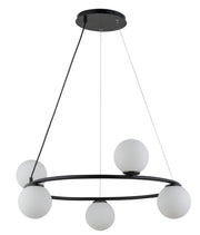 Lampadario anello nero 5 sfere bianche G9 Sigma Gama