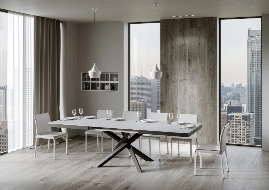 Tavolo allungabile 90x160/264 cm Volta Evolution Bianco Frassino telaio Antracite