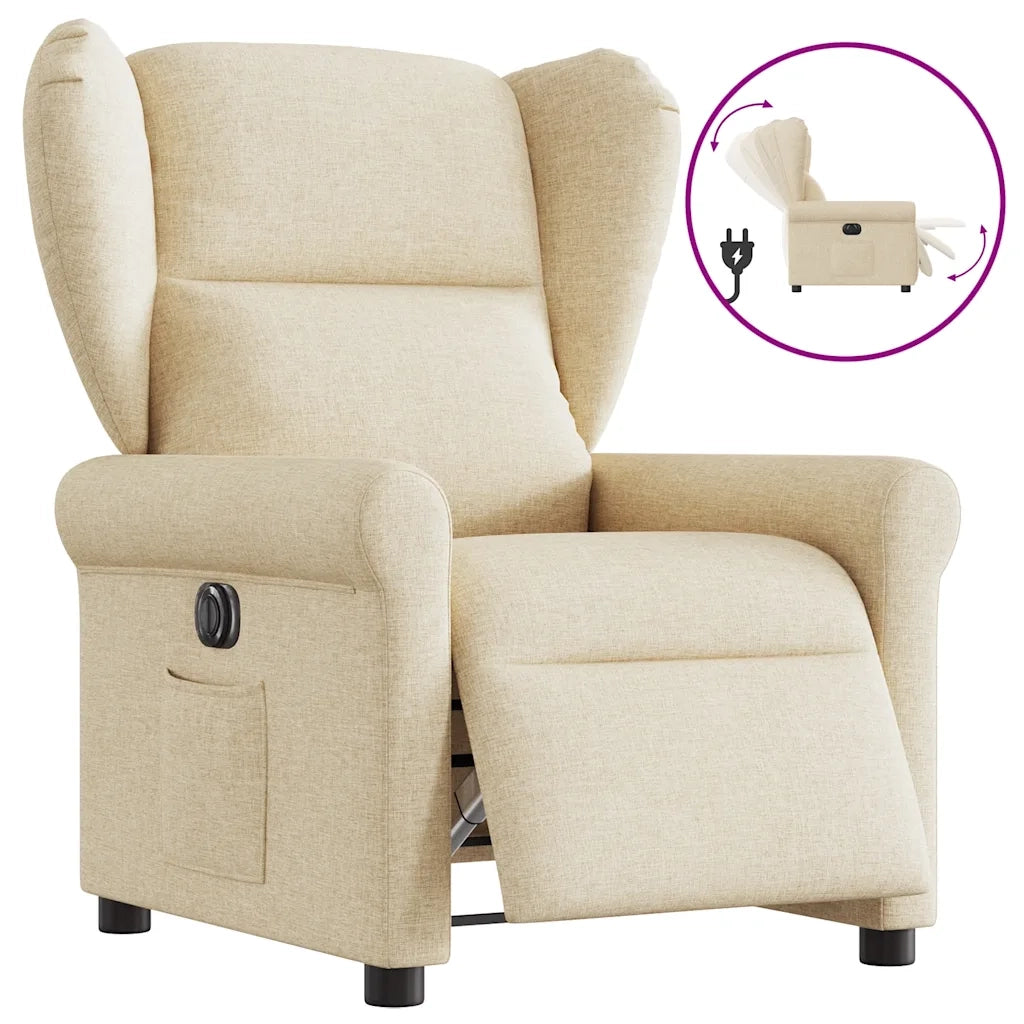 vidaXL Poltrona Elettrica Reclinabile Crema in Tessuto