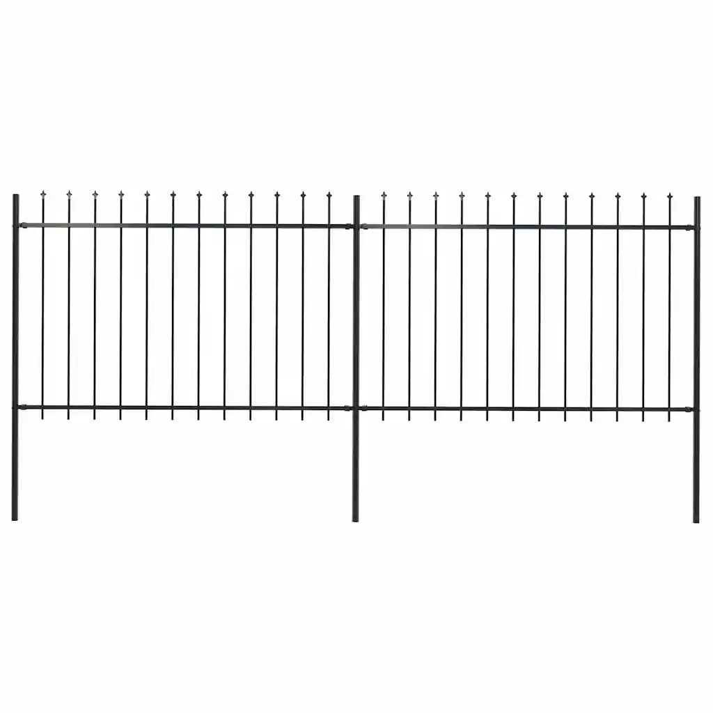 Recinzione da Giardino con Punta a Lancia in Acciaio 337x120 cm Nero 277621
