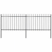 Recinzione da Giardino con Punta a Lancia in Acciaio 337x120 cm Nero 277621
