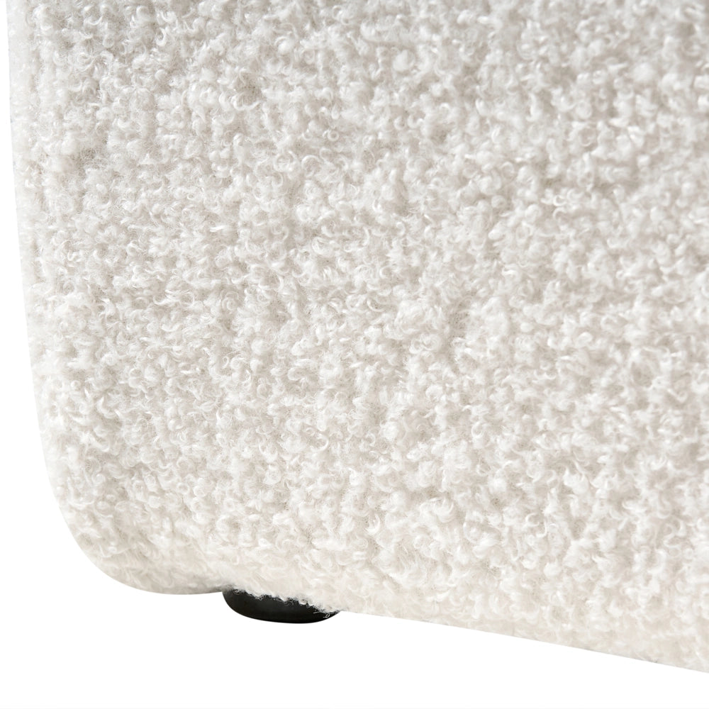 Letto matrimoniale con contenitore in tessuto bouclè bianco sporco 160 x 200 cm portaoggetti stile moderno