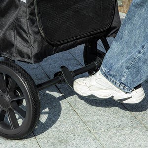 Passeggino per Cani Taglia Grande 124x67x100 cm Pieghevole con Finestre a Rete e Guinzagli Grigio