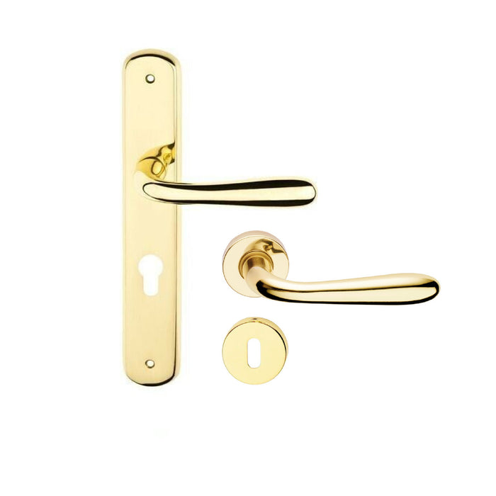 Maniglia oro lucido verniciato mod. goccia FORME placca o rosetta diverse misure CON ROSETTA