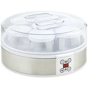 Yogurtiera con 7 vasetti di vetro 180 ml ¨C zephmum ¨C 24x24x13 cm bianco