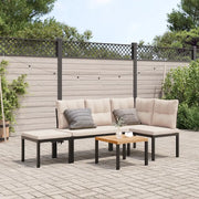 Set Panche Giardino Cuscini 4pz Nero Acciaio Verniciato Polvere 3283651