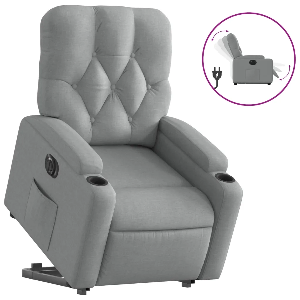 Poltrona Reclinante Alzapersona Elettrica Grigio Chiaro Tessuto 3204734