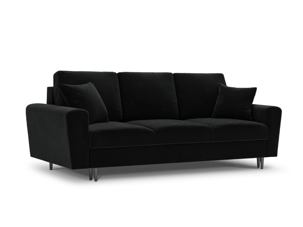 Cosmopolitan Design - Divano convertibile con contenitore "Kyoto" 3 posti in velluto nero 