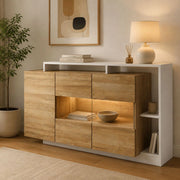 Madia Hafa, Credenza 8 Ripiani, 155x44x94h cm Marrone Rovere