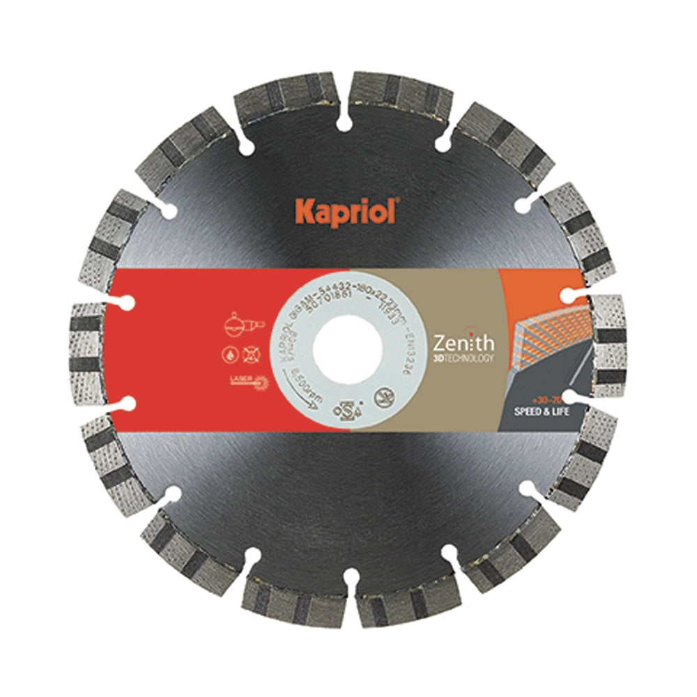 DISCO DIAMANTATO ZENITH 3D GM-BB PER SCANALTURA CEMENTO FLEX Ø150mm KAPRIOL