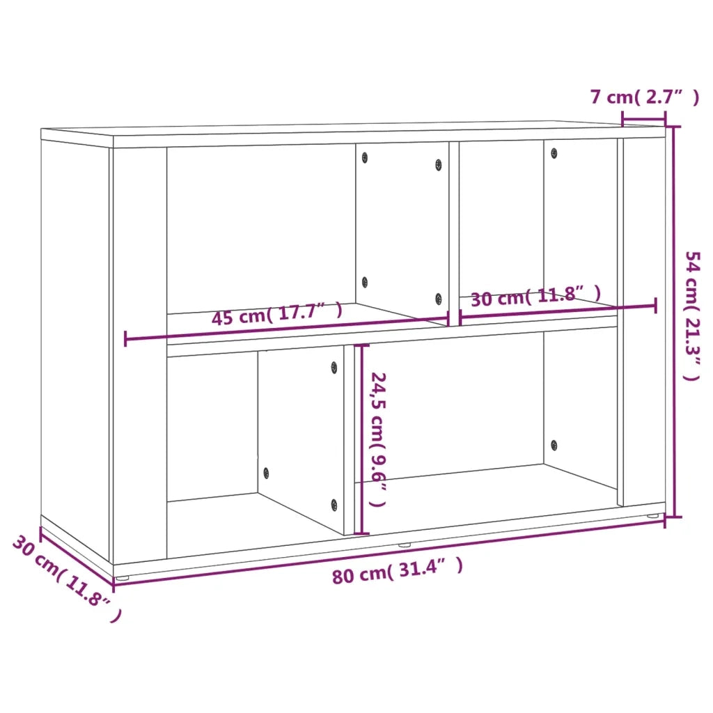Credenza Rovere Fumo 80x30x54 cm in Legno Multistrato 819481